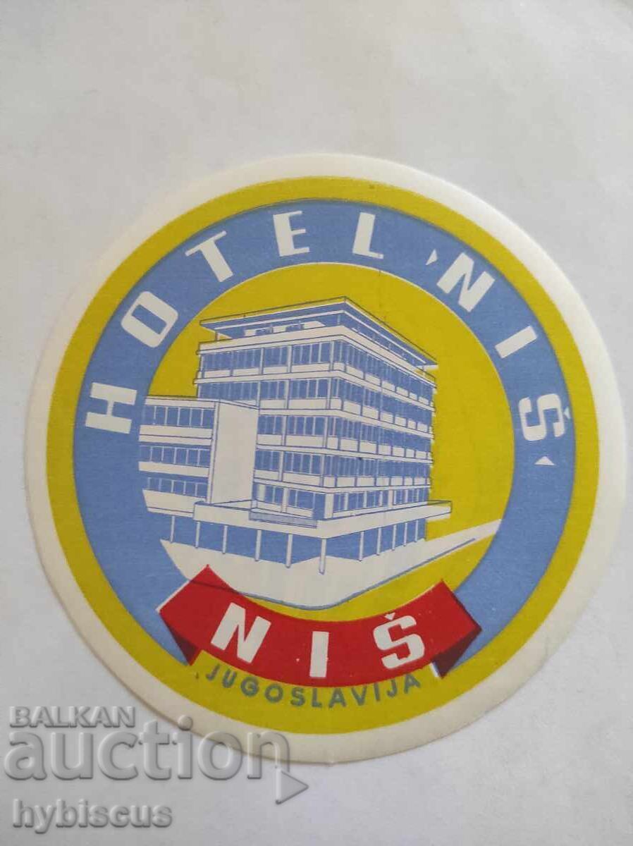 Ρετρό ετικέτα αποσκευών ξενοδοχείου Nis, Γιουγκοσλαβία