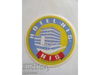 Etichetă de bagaj vintage hotel Nis, Iugoslavia