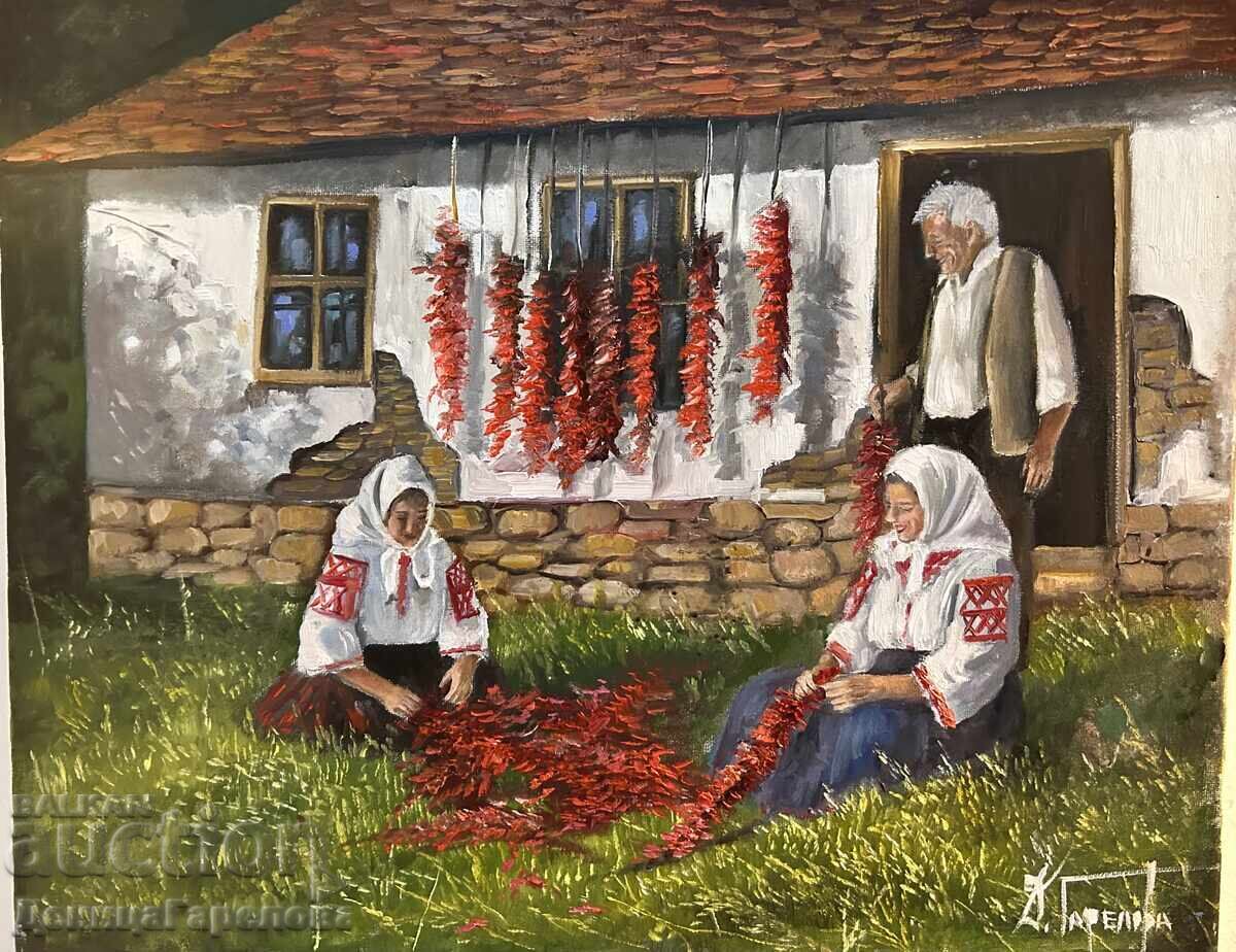 Δενίτσα Γκαρέλοβα πίνακας 50/40 "Αγροτικό τοπίο"