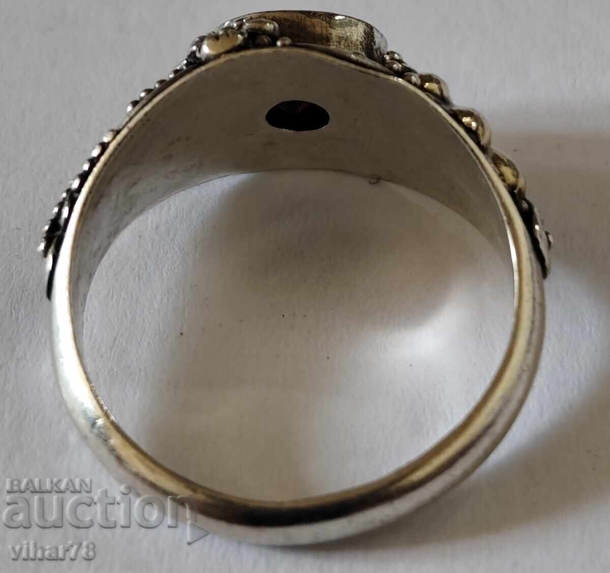 Silver ring with garnet - 6