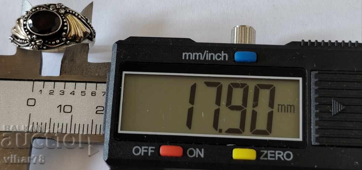 Silver ring with garnet - 7