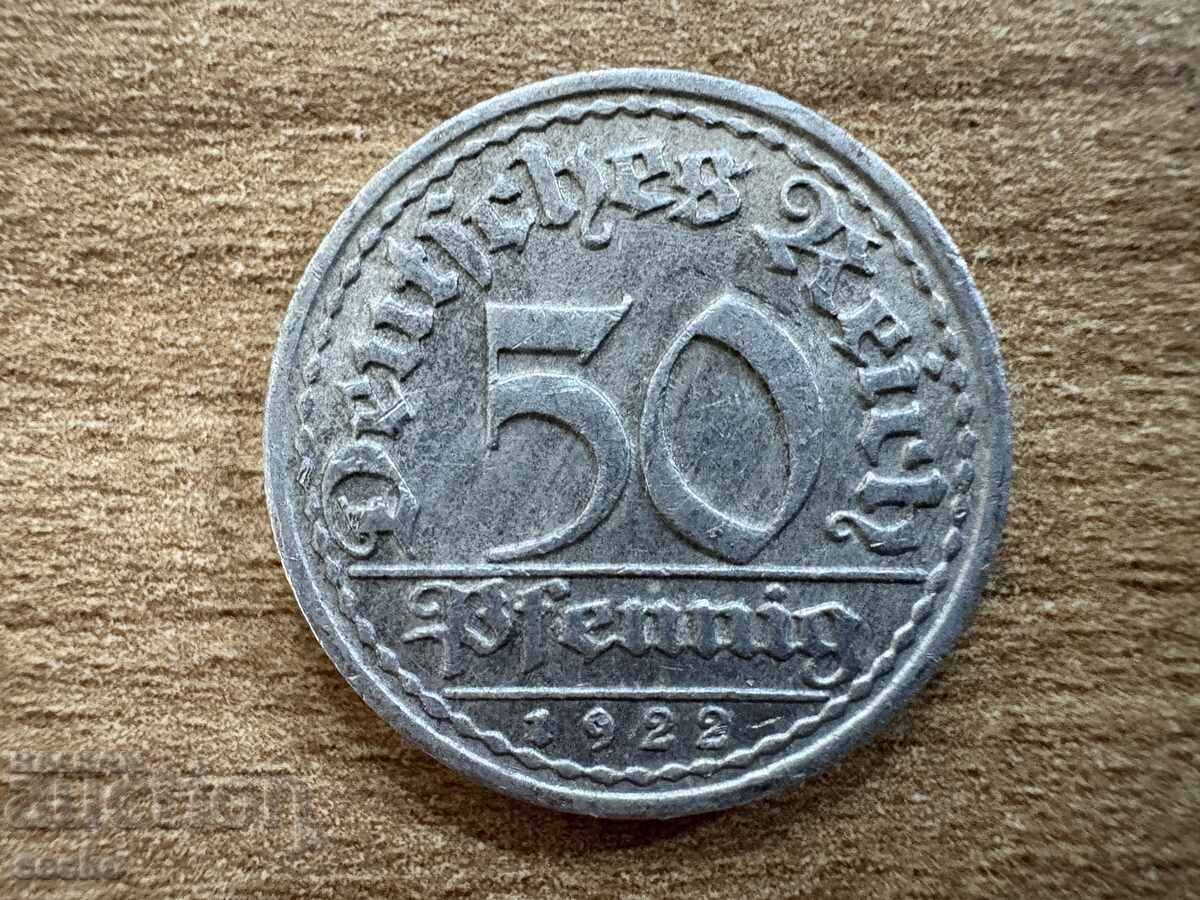 Γερμανία - 50 Pfennig (1922) - F Γερμανία - 50 Pfennig (1922) - F