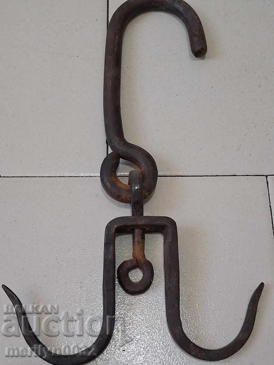 Αρχαία σφυρήλατη γάντζος για κρέμασμα διπλό γάντζο