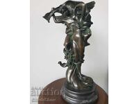 Old French bronze sculpture/figure of an angel and a girl