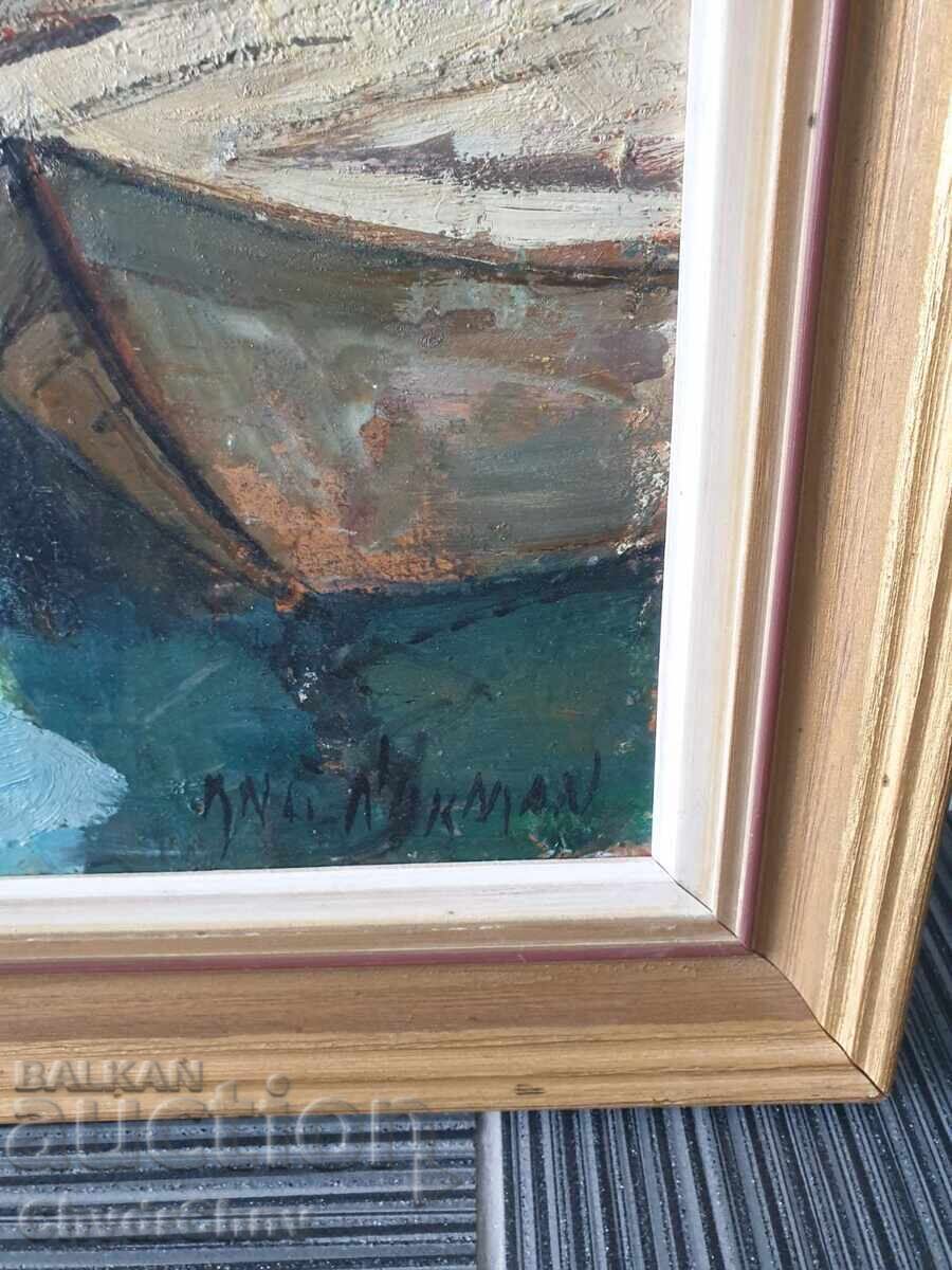 Knut Norman Swedish old large painting oil on fiberboard - 6 Knut Norman Swedish old large painting oil on fiberboard - 6