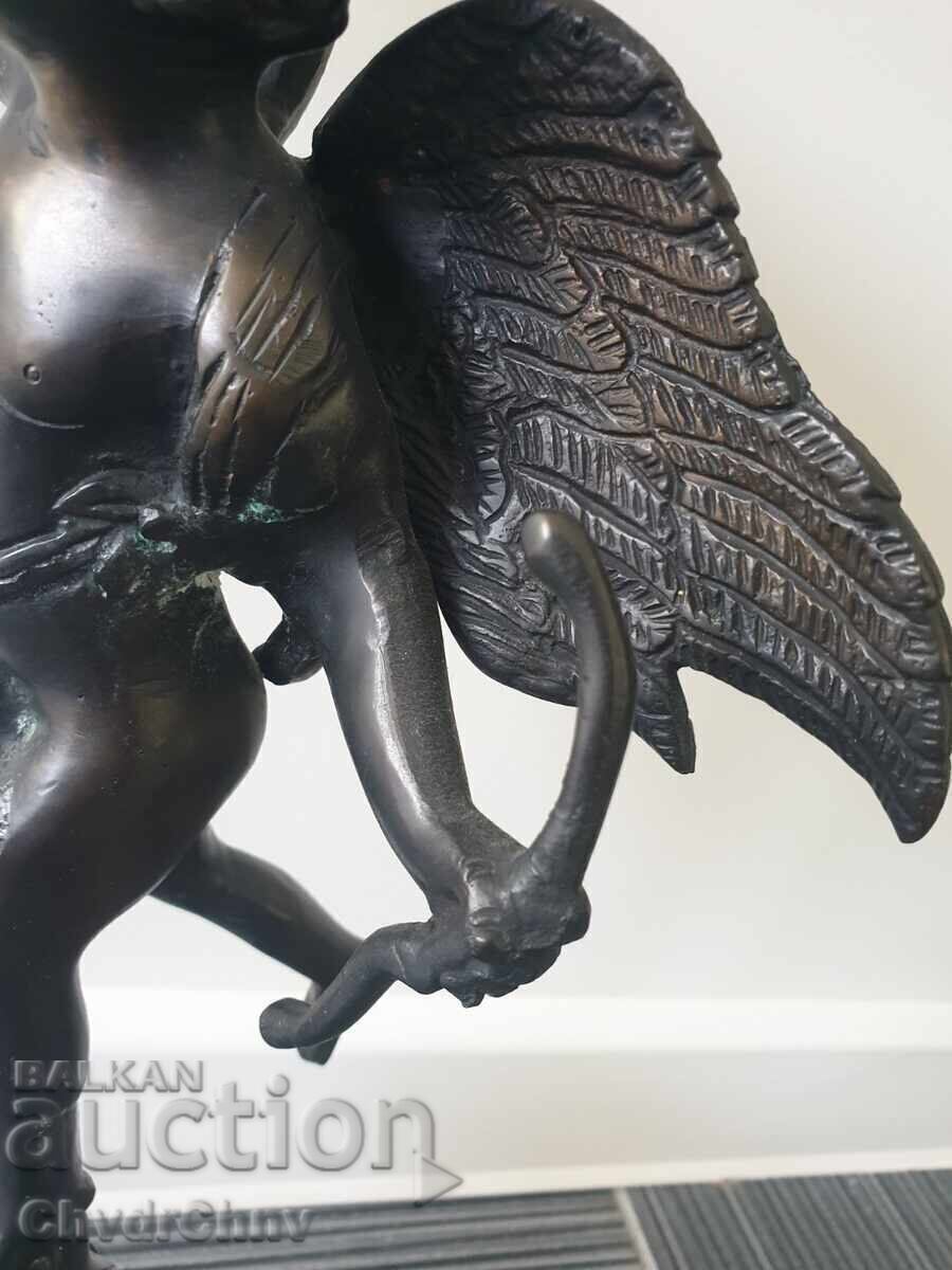 Licitație Veche sculptură/figură de bronz franceză a unui înger/zeu Cupidon
