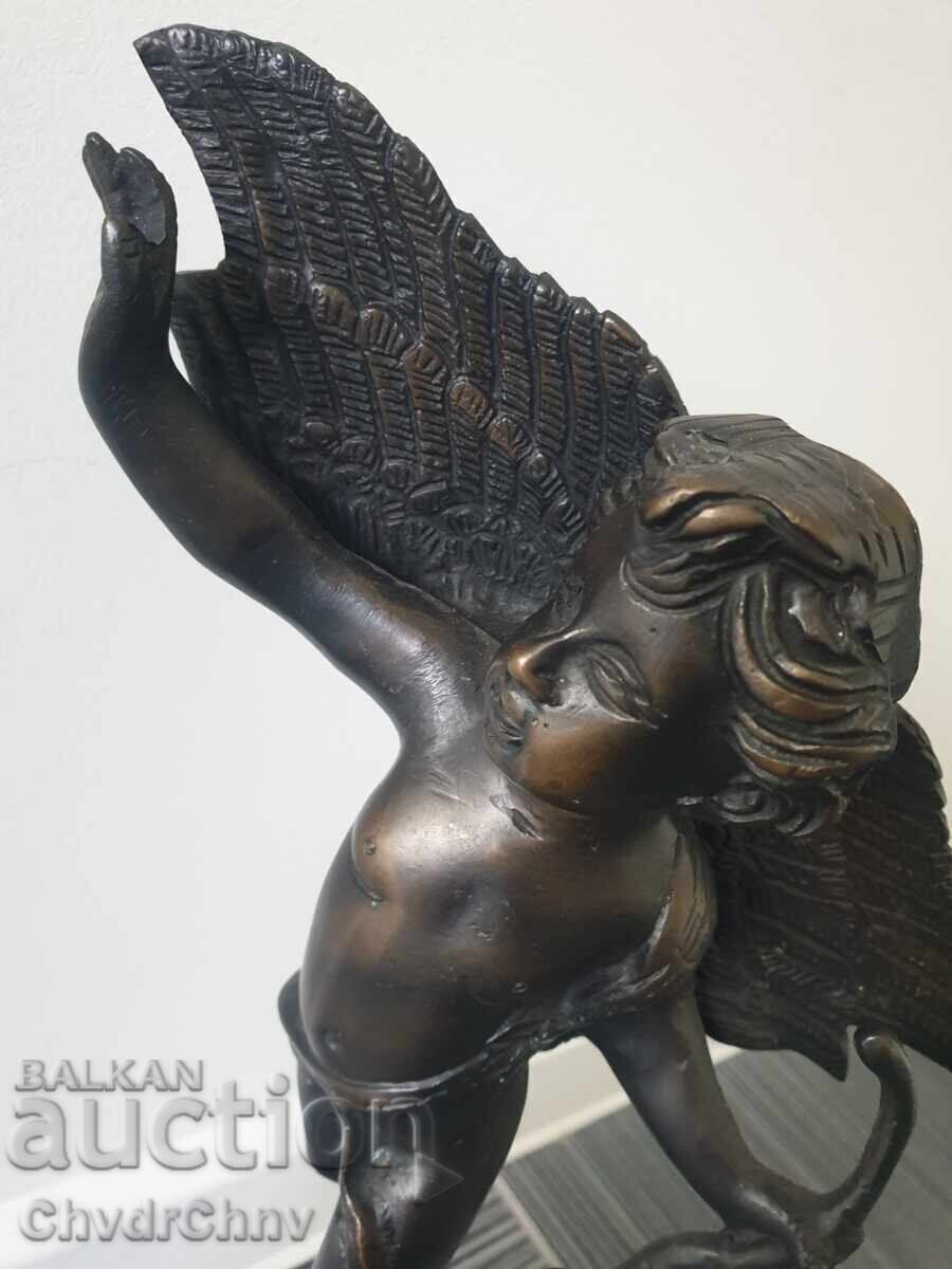 Livrarea Veche sculptură/figură de bronz franceză a unui înger/zeu Cupidon