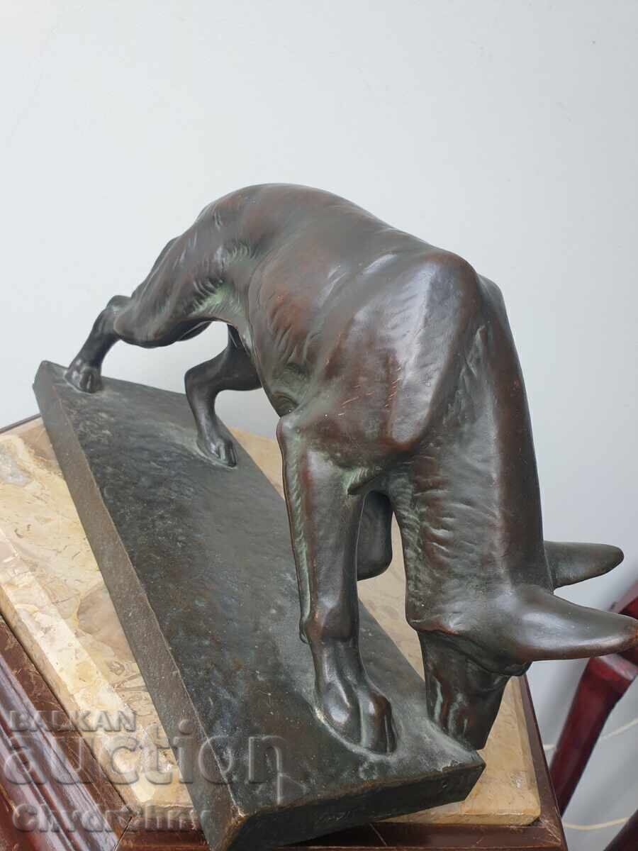 Delivery of Old German bronze figure of a dog/German Shepherd