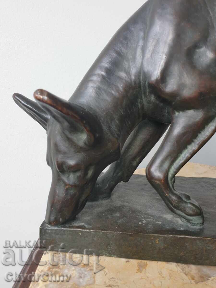 Old German bronze figure of a dog/German Shepherd - 5