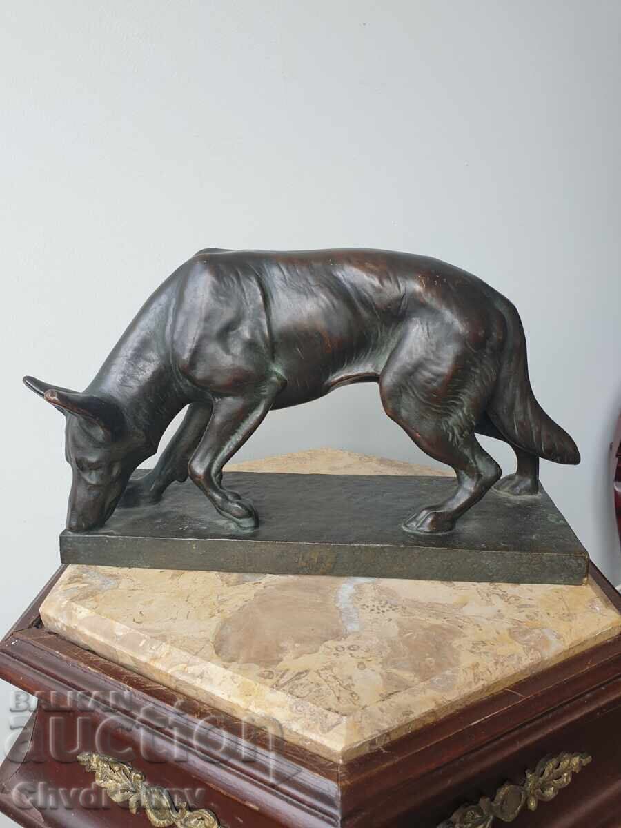 Old German bronze figure of a dog/German Shepherd