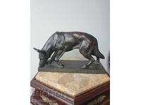 Old German bronze figure of a dog/German Shepherd