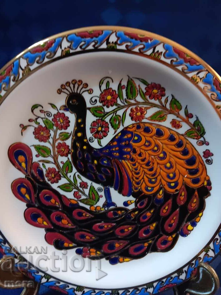 Porcelain author's wall plate - "Peacock" - handmade with price 30.00 BGN | € 15.34 Porcelain author's wall plate - "Peacock" - handmade with price 30.00 BGN | € 15.34