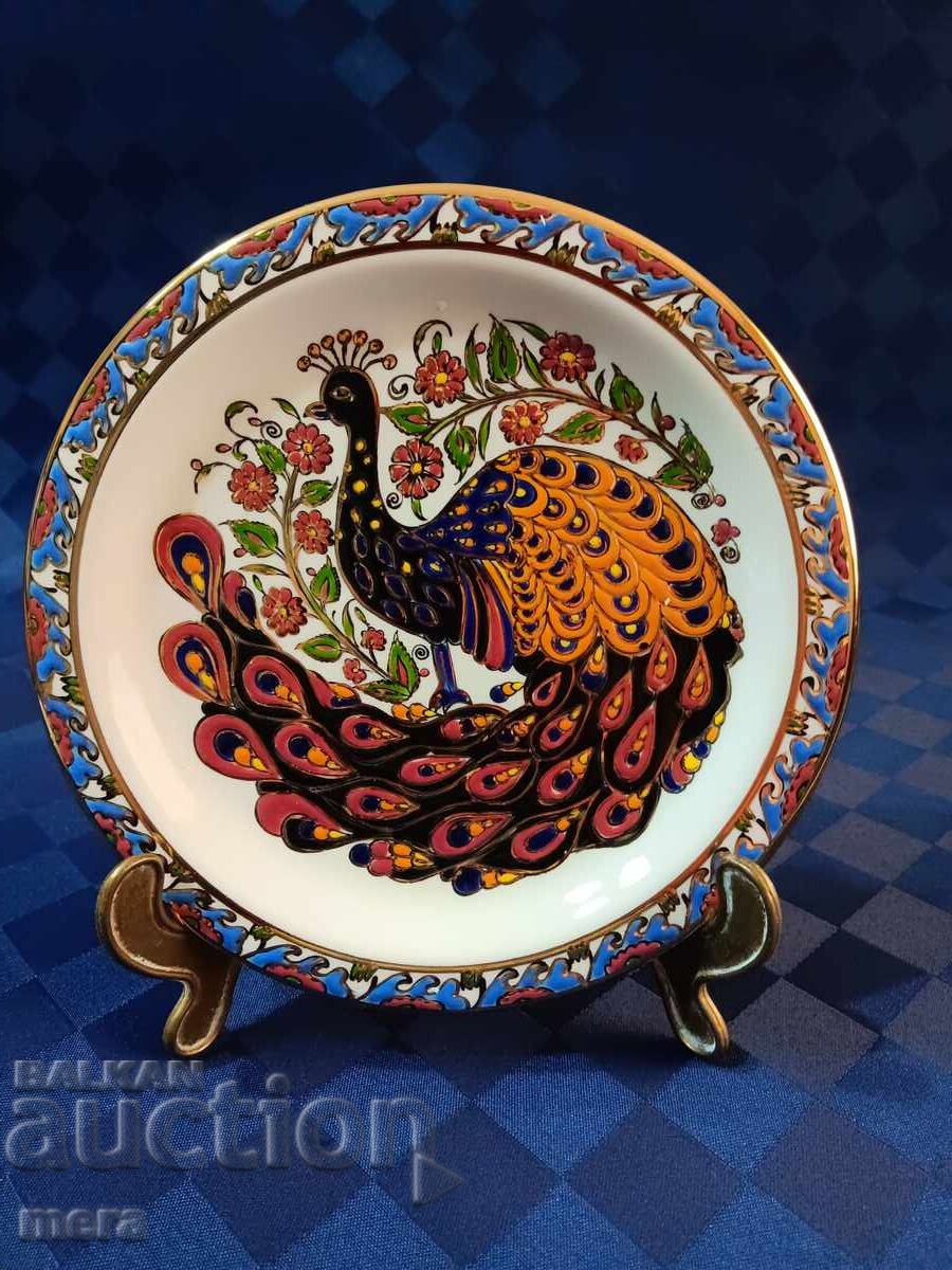Porcelain author's wall plate - "Peacock" - handmade Porcelain author's wall plate - "Peacock" - handmade