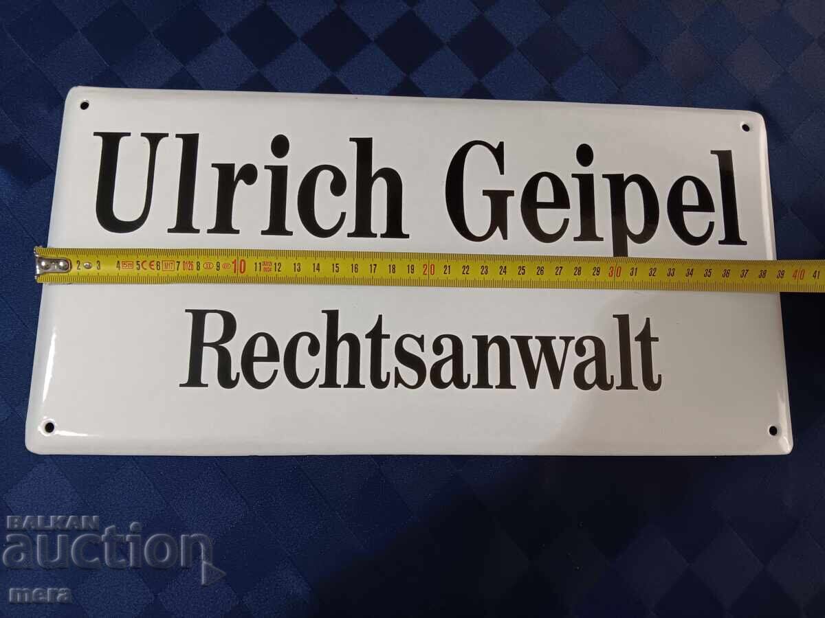 Enamelled lawyer's sign with price 80.00 BGN | € 40.90