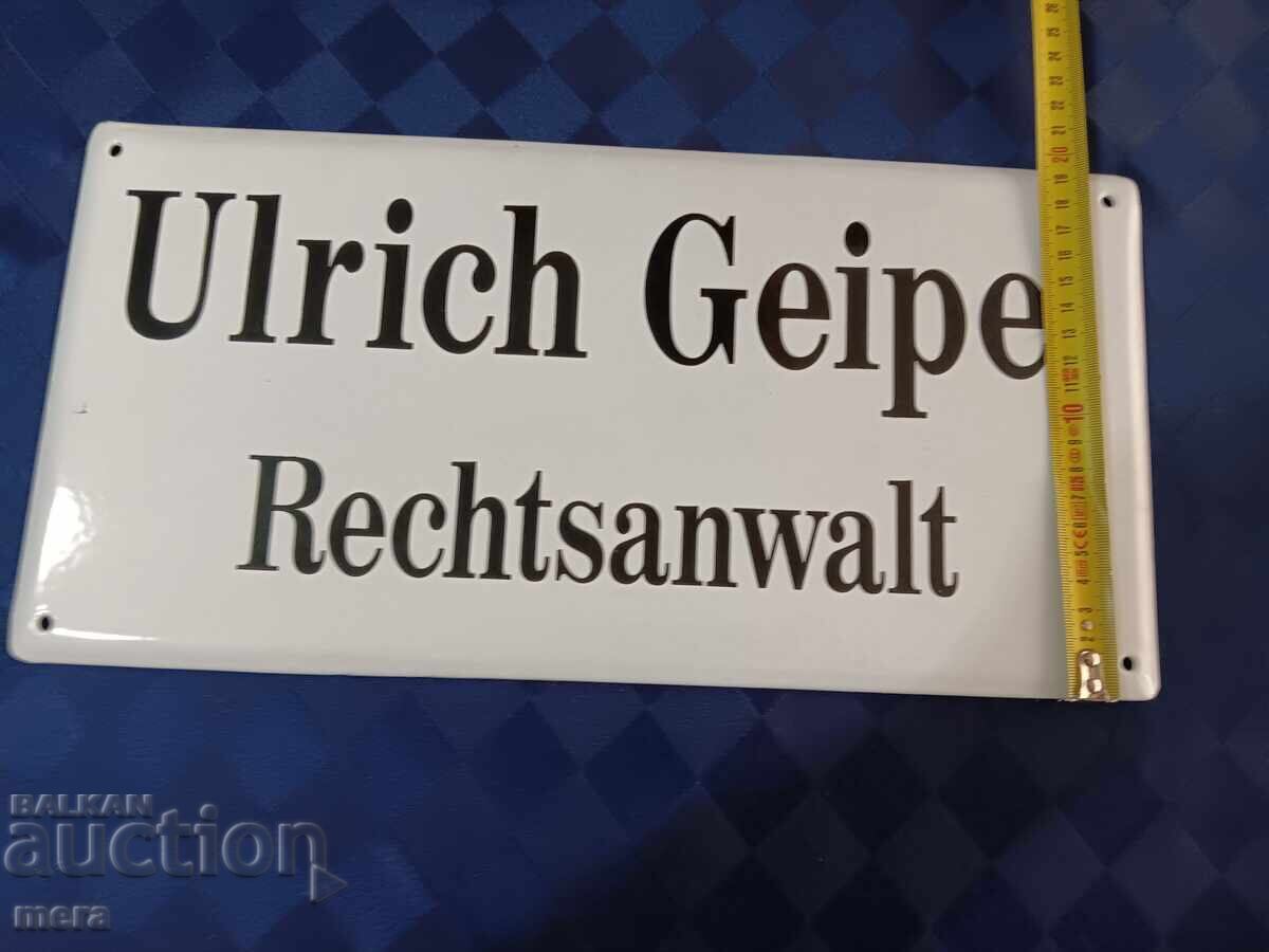Auction  Enamelled lawyer's sign