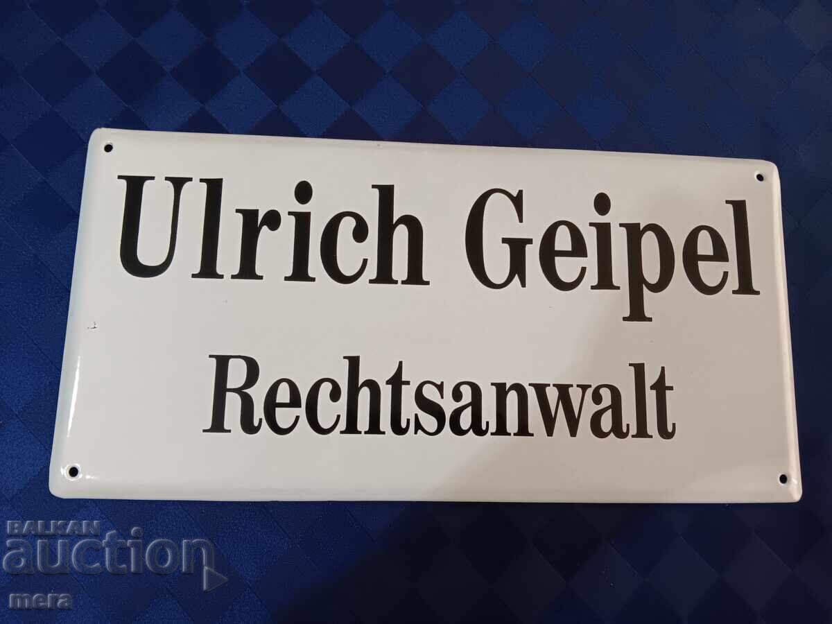 Enamelled lawyer's sign