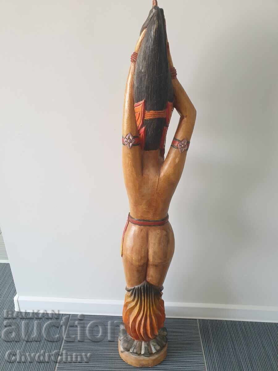 Аукцион Голяма дървена скулптура/еротика/гола жена/дърворезба 128см