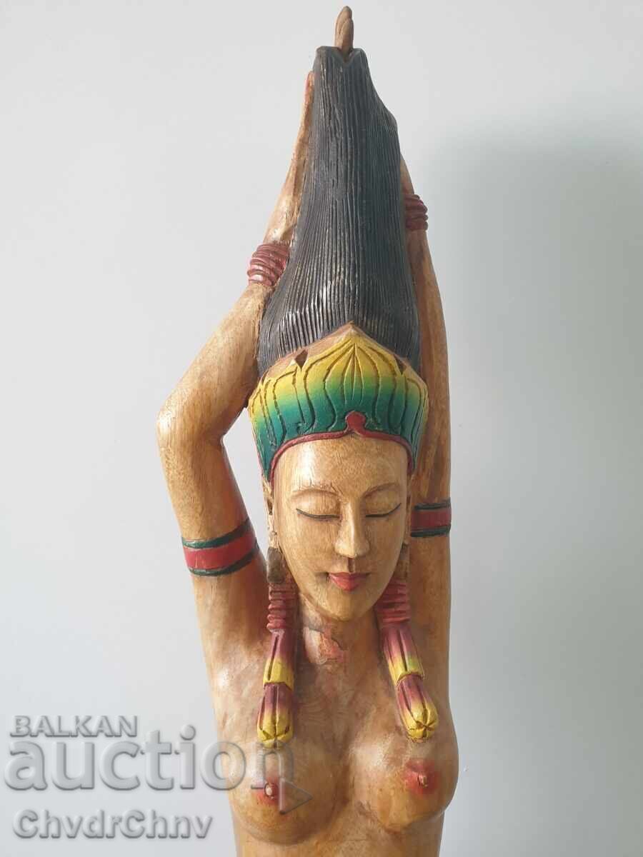 Доставка на Голяма дървена скулптура/еротика/гола жена/дърворезба 128см