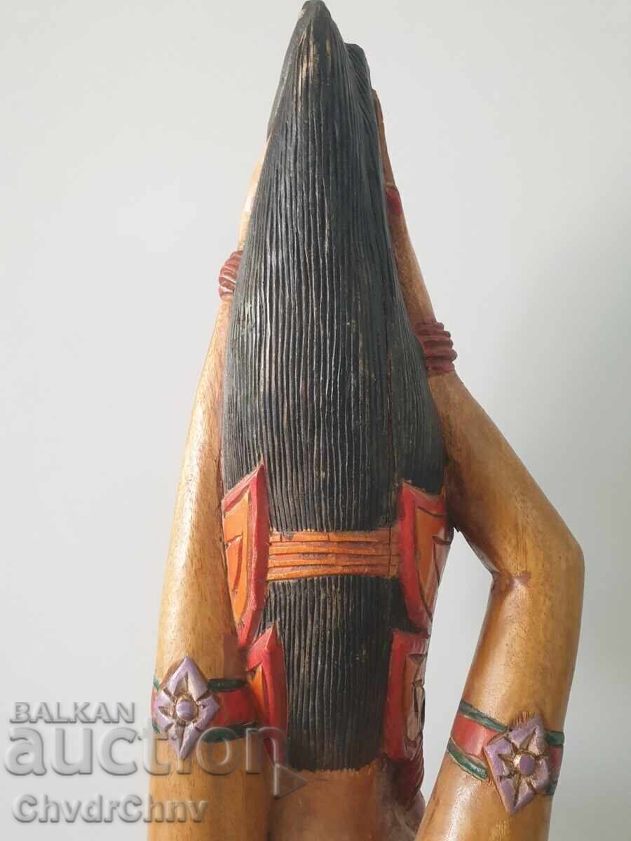 Голяма дървена скулптура/еротика/гола жена/дърворезба 128см - 7