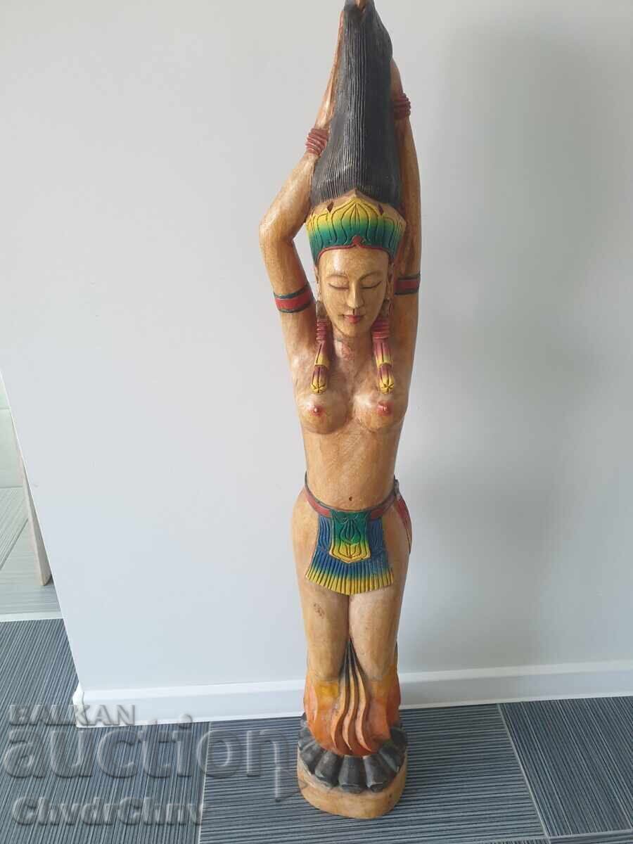 Голяма дървена скулптура/еротика/гола жена/дърворезба 128см