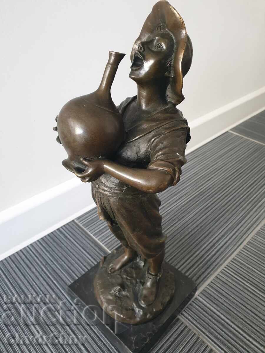 40sm-6kg Barbella statuέτα/παλαιό μπρούτζινο γλυπτό/φιγούρα