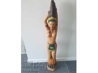 Sculptură mare din lemn/erotică/femeie goală/sculptură în lemn 128cm
