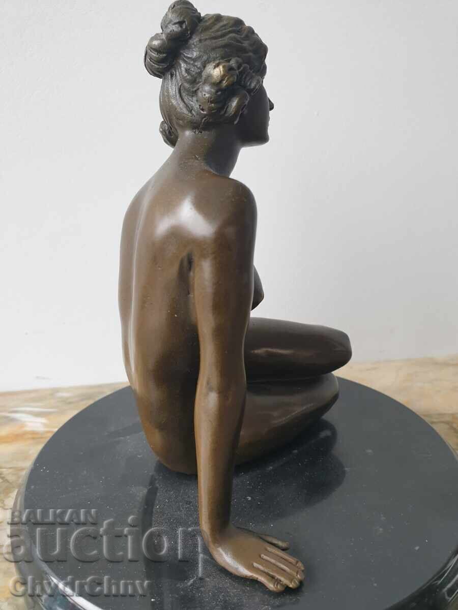 Licitație Sculptură din bronz/erotică/figură femeie goală/Preiss statuetă