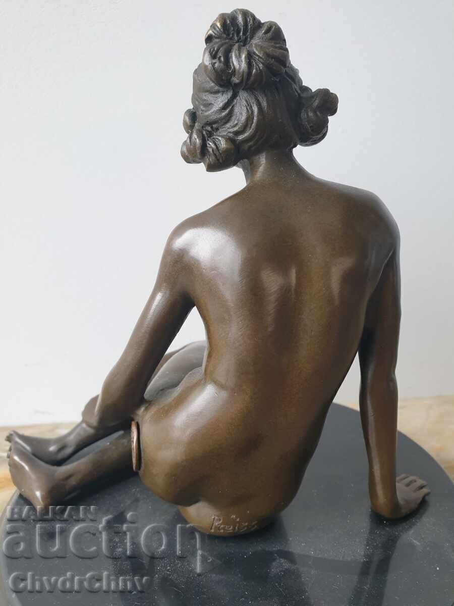 Sculptură din bronz/erotică/figură femeie goală/Preiss statuetă - 5