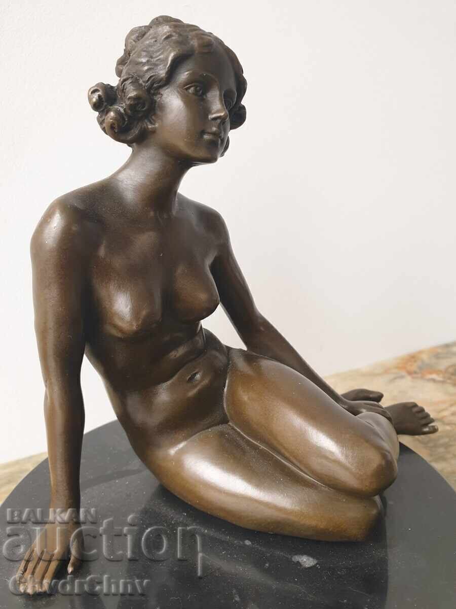 Sculptură din bronz/erotică/figură femeie goală/Preiss statuetă - 6
