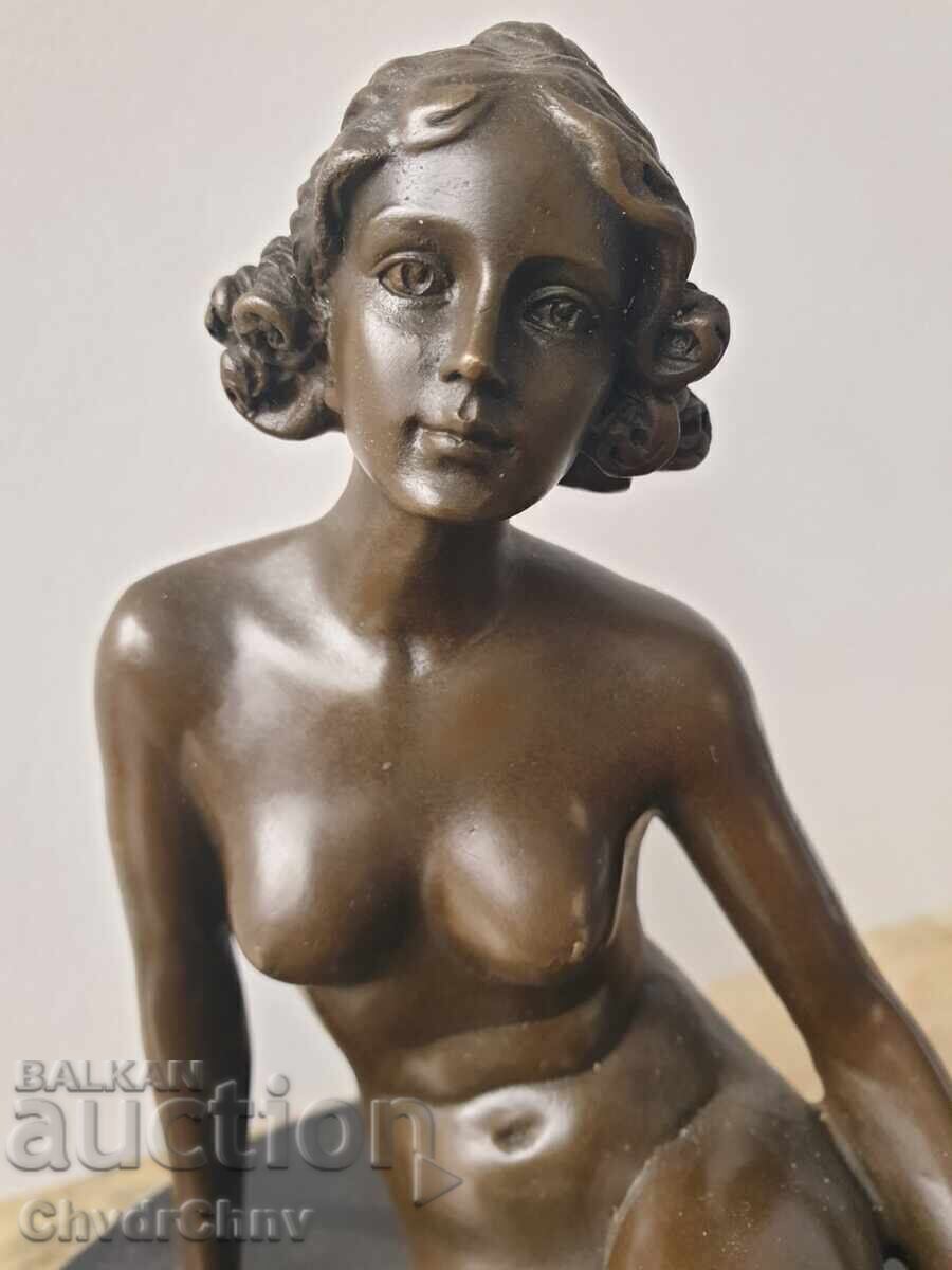 Sculptură din bronz/erotică/figură femeie goală/Preiss statuetă - 7