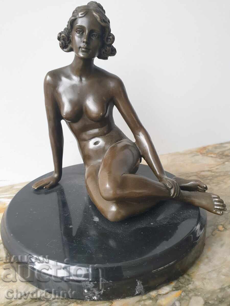 Sculptură din bronz/erotică/figură femeie goală/Preiss statuetă