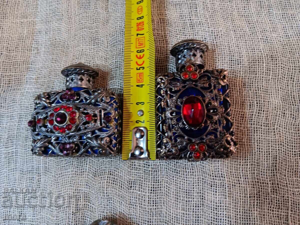 Lot of perfume bottles with metal trim and colored stones with price 120.00 BGN | € 61.36 Lot of perfume bottles with metal trim and colored stones with price 120.00 BGN | € 61.36
