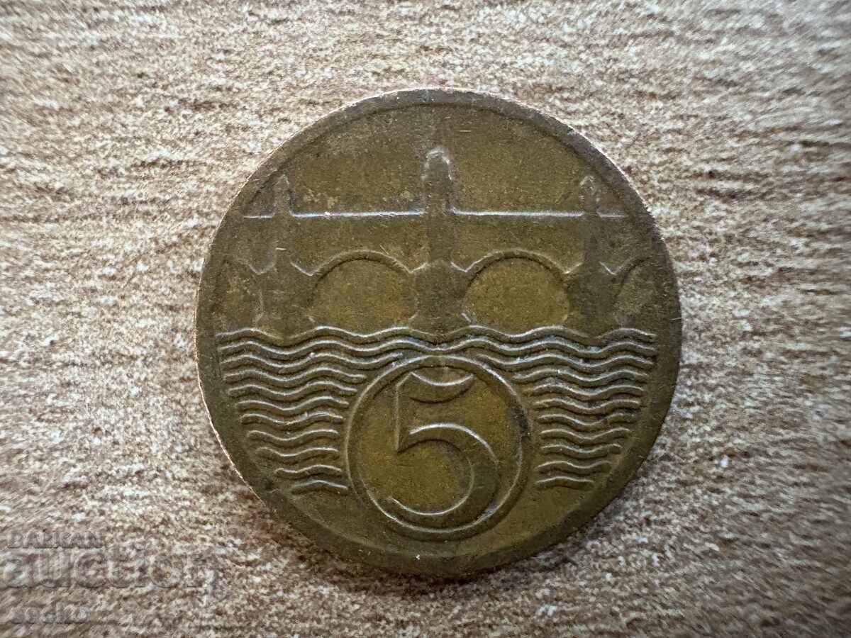 Cehoslovacia - 5 halieri (1923) Cehoslovacia - 5 halieri (1923)