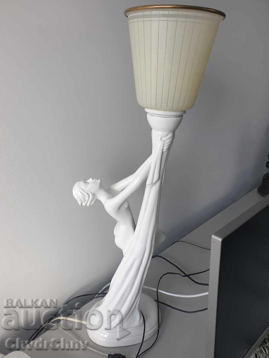 Italian porcelain lamp/erotic figure of a naked woman