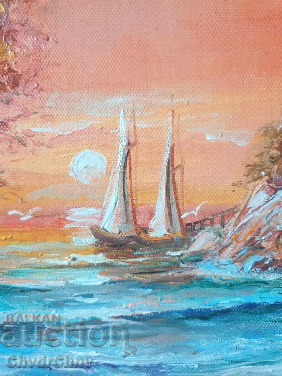 Licitație Tablou bulgăresc ulei pe pânză/Dimităr Genev/peisaj marin