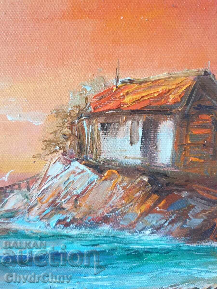 Livrarea Tablou bulgăresc ulei pe pânză/Dimităr Genev/peisaj marin