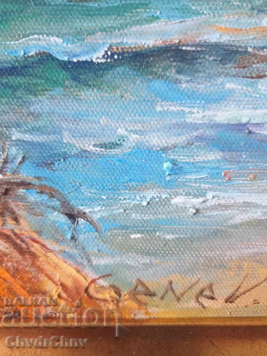 Tablou bulgăresc ulei pe pânză/Dimităr Genev/peisaj marin - 6
