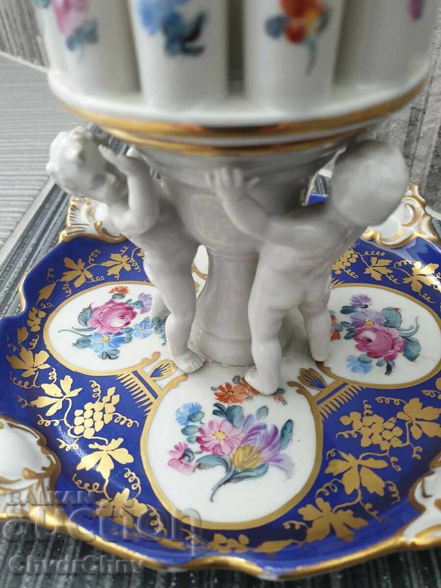 Доставка на Dresden порцеланова поставка за цигари/табакера с херувими