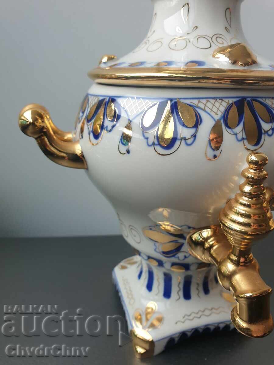 Delivery of Decorative old Russian porcelain samovar Gzhel/Russia USSR