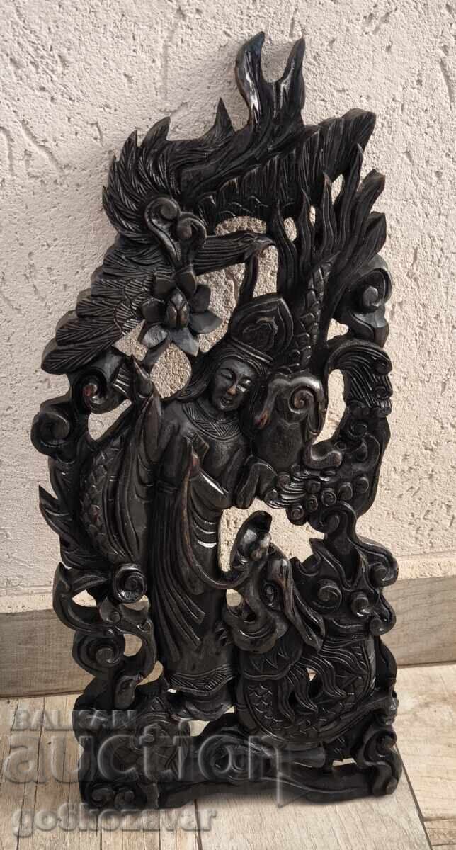 Livrarea Sculptură veche în lemn, decorațiune etnografică, panou de perete!