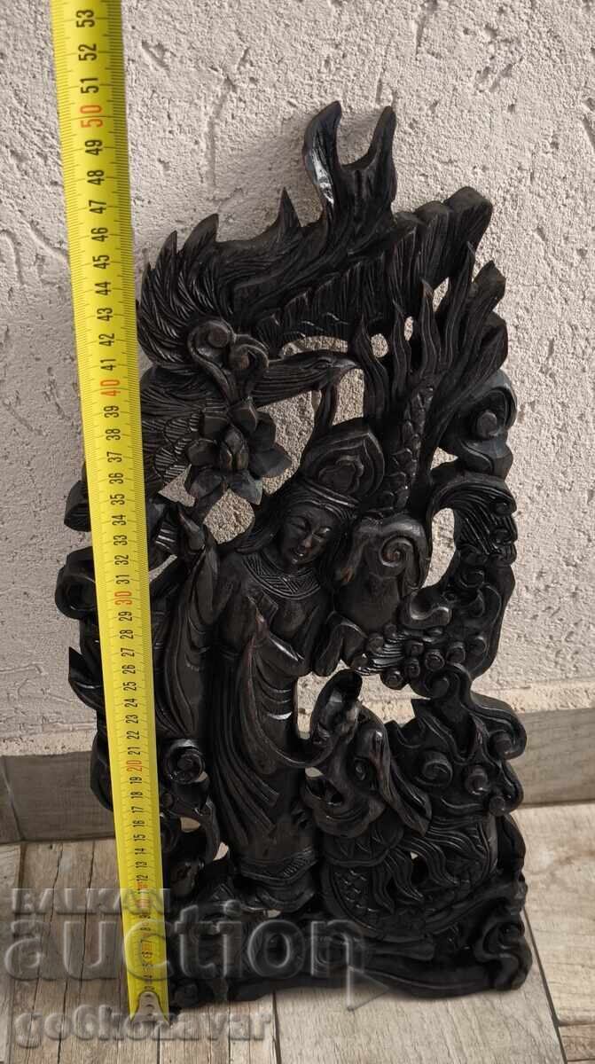 Sculptură veche în lemn, decorațiune etnografică, panou de perete! - 5