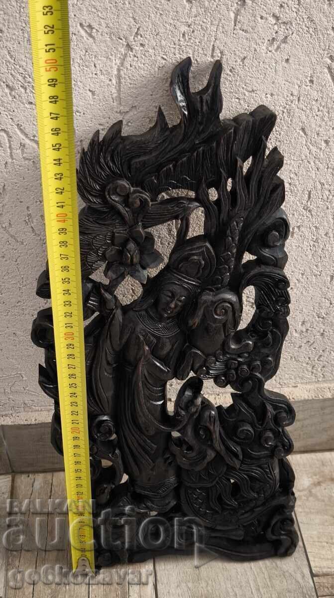 Sculptură veche în lemn, decorațiune etnografică, panou de perete! - 5
