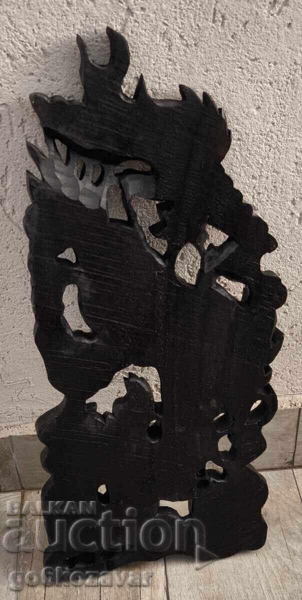 Sculptură veche în lemn, decorațiune etnografică, panou de perete! - 7