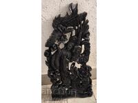 Sculptură veche în lemn, decorațiune etnografică, panou de perete!