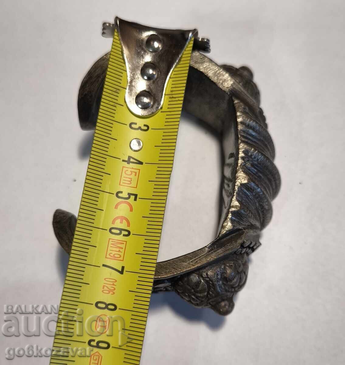 Revival-era silver bracelet, horn-shaped, ornament, jewelry! - 7