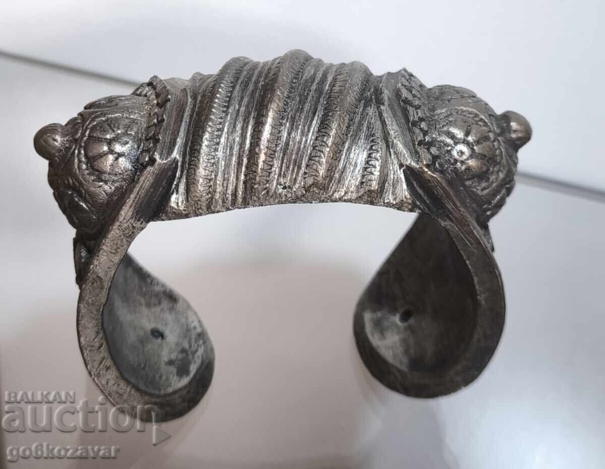 Revival-era silver bracelet, horn-shaped, ornament, jewelry!