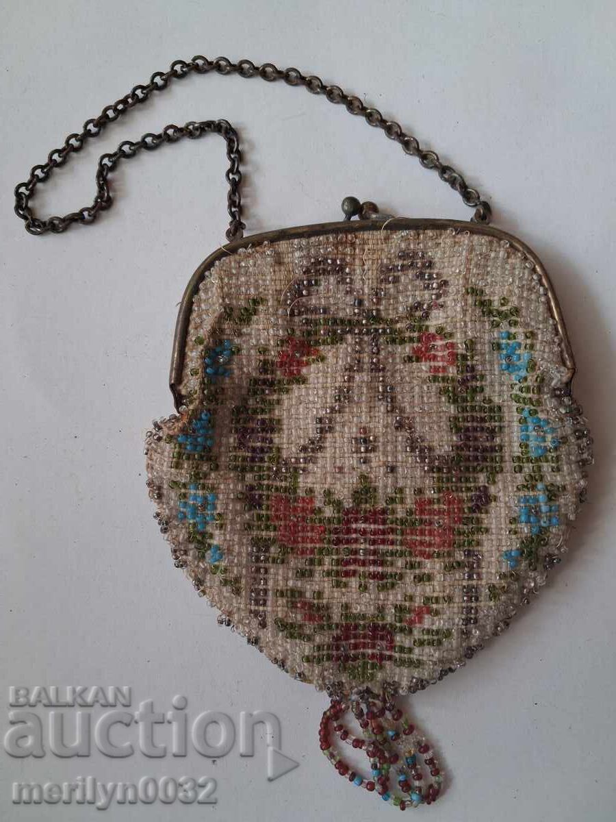 Coin purse pouch beads early 20th century UNIQUE RRRR with price 138.00 BGN | € 70.56