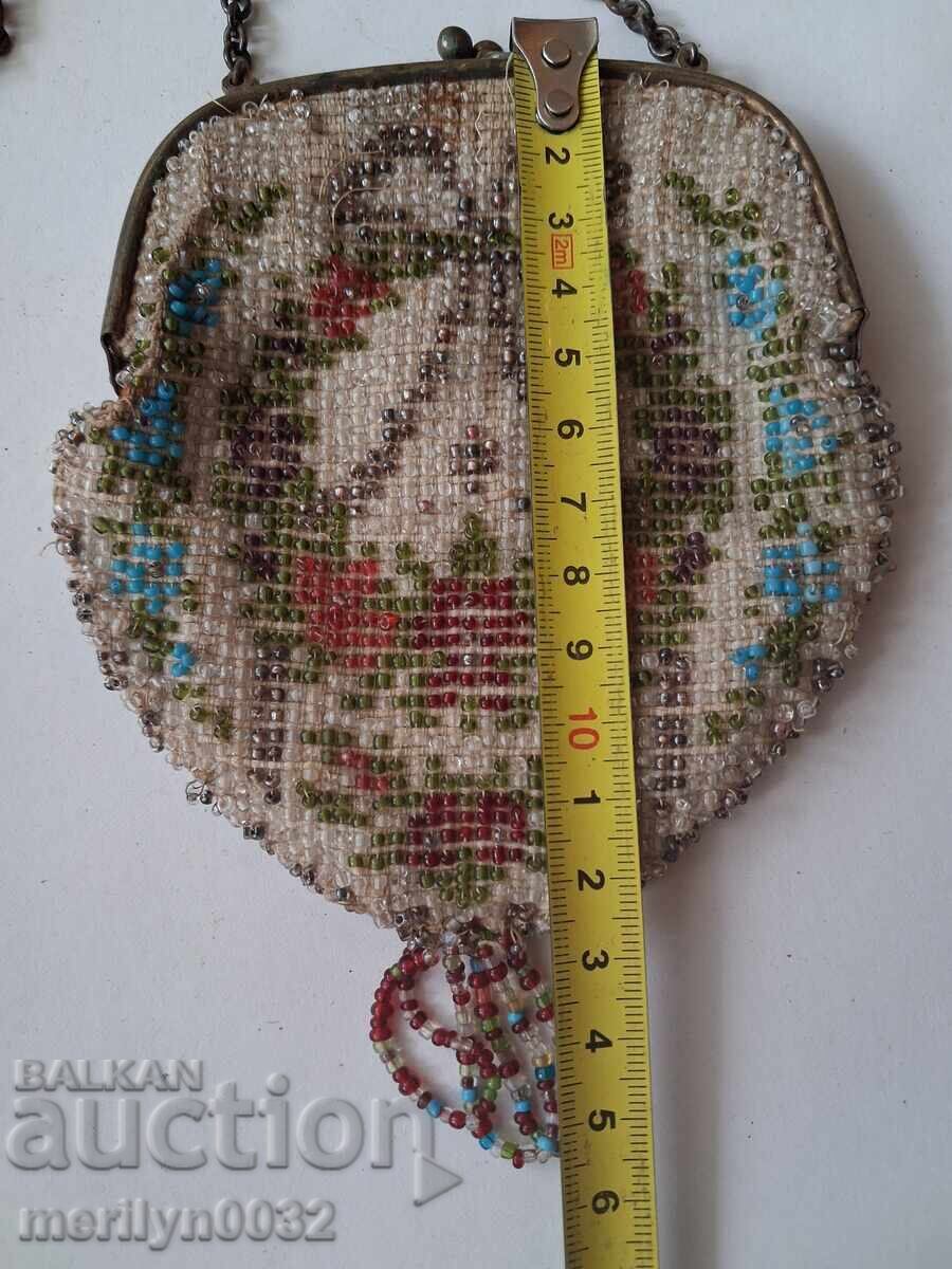 Coin purse pouch beads early 20th century UNIQUE RRRR - 6