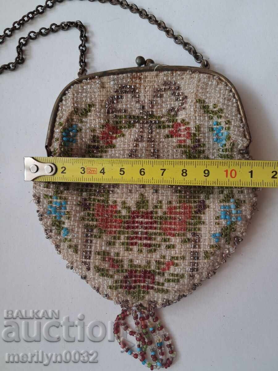 Coin purse pouch beads early 20th century UNIQUE RRRR - 7