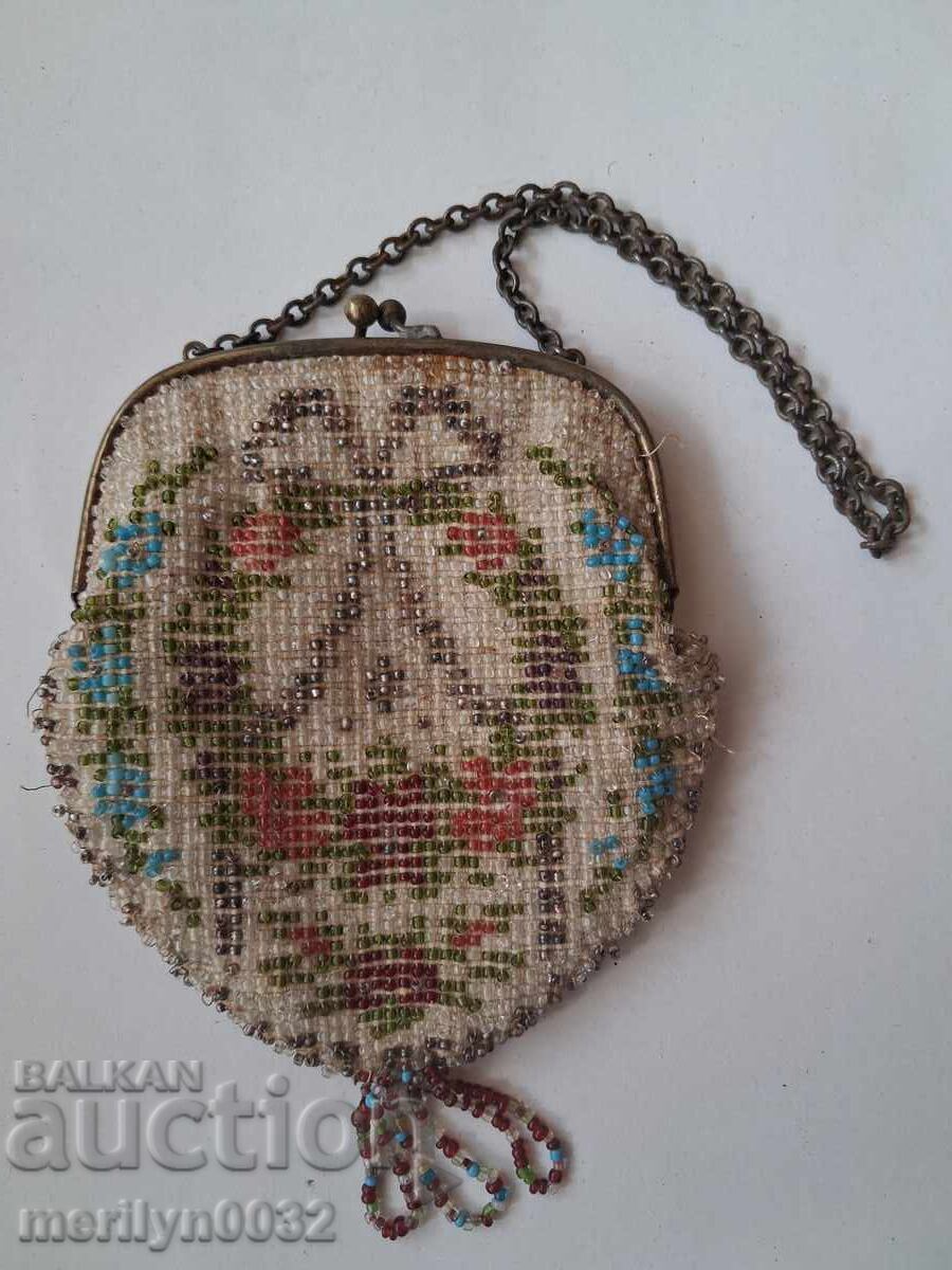 Coin purse pouch beads early 20th century UNIQUE RRRR